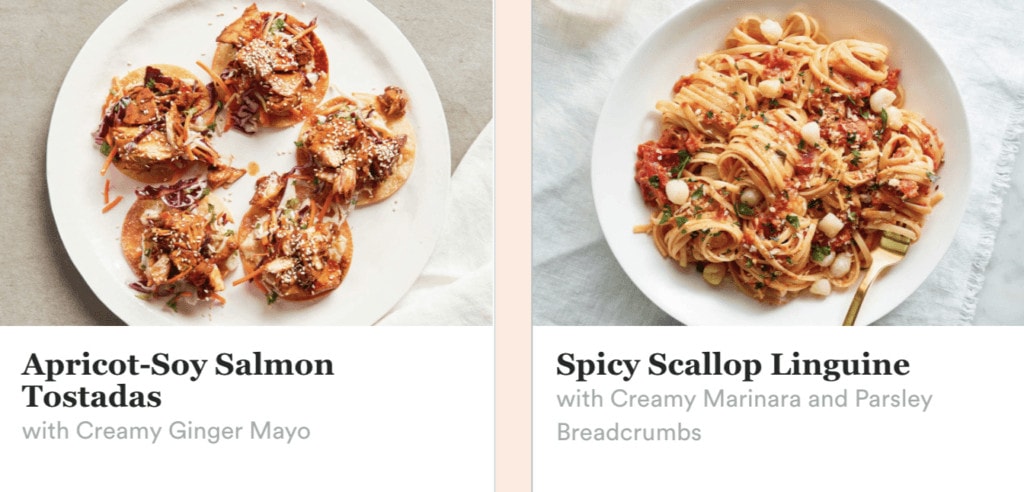 plated seafood meal plan options