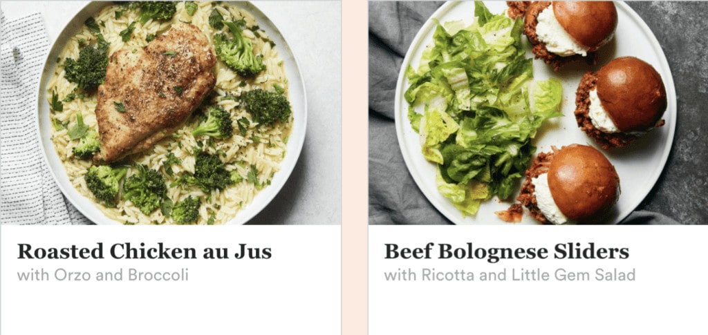 Plated Meat meal options